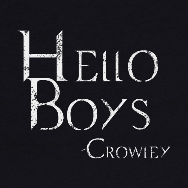 Distressed Hello Boys Crowley T-shirt by TracyMichelle